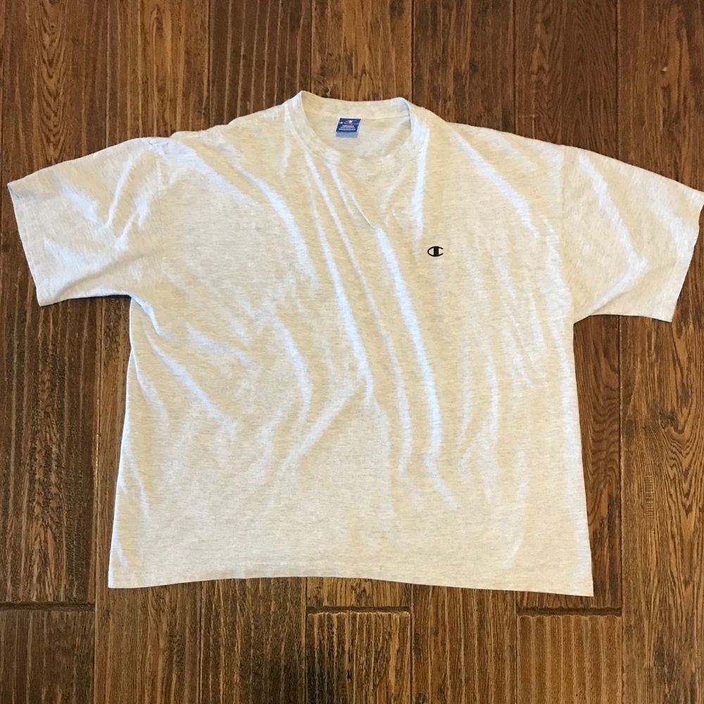 Mens Vintage Champion Light Grey Black Shirt XL